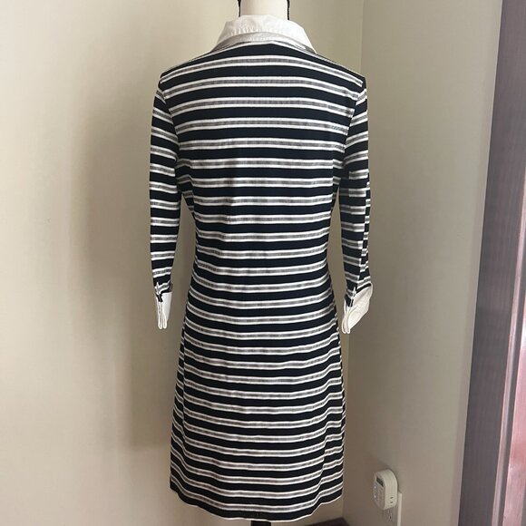 Brooks Brothers Striped Navy White Rugby Shirt Dress Cotton Size  M - Picture 3 of 7